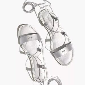 Madewell Boardwalk Laceup Metallic Sandals Women’s Size 8